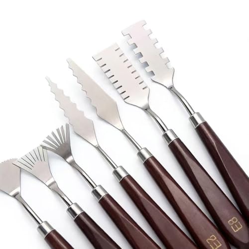 9pcs Stainless Steel Spatula Palette Knife - Palette Knife Set Painting Tools Metal Knives Wood Handle with Different Shapes and Sizes for Oil, Canvas, Acrylic Painting