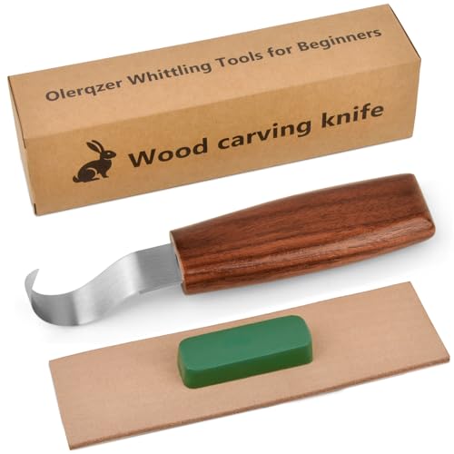 Wood Carving Knife With Leather Strop and Polishing Compound, Wood Whittling Tools for Beginners, Adults and Kids (Hook Carving Knife) - style: Hook Carving Knife