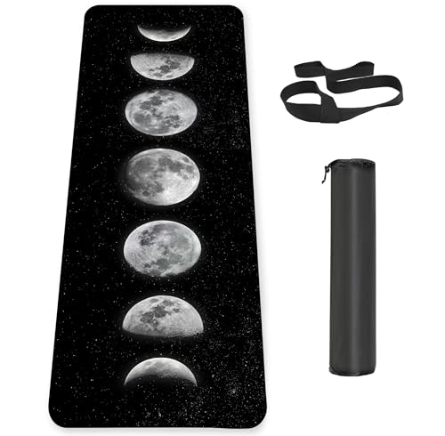 Non Slip Yoga Mat TPE Workout Mat for Men Women, Thick Workout Mat with Carrying Strap, Fitness Mats for Exercise, Yoga, Fitness, Pilates, Floor Workouts (72" x 24" x 6mm) - color: Moon