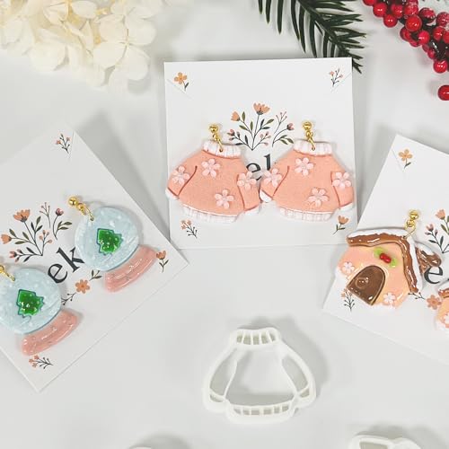 Xaekicr 3 PCS Christmas Polymer Clay Cutters Set – Winter Snow Globe, Sweater, House Clay Cutters for Earrings – Holiday Polymer Clay Molds and Clay Tools for DIY Crafts - color: 2A