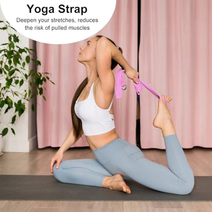2 Yoga Block and 2 Yoga Strap Set,Non-slip EVA Foam Blocks, High Density Yoga Bricks with 6ft Strap, Supportive Latex-Free Yoga Block Accessories for Pilates - color: Pink B