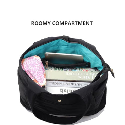 ESVAN Yoga Tote Bag Mat bag Women Shoulder Bags Carryall Tote for Travel Office Workout Gym Nurse Beach - color: Black