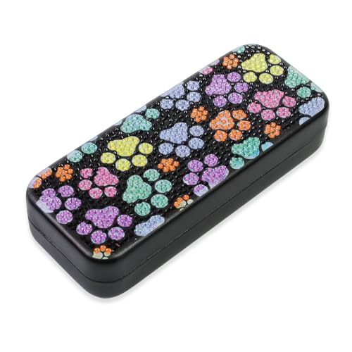 FlyingMage 5D Diamond Art Painting Kit for Adults Beginner, Small DIY Diamond Dots Gem Art Painting Mosaic Kits, Cute Hard Shell Sunglasses Eyeglasses Glasses Case for Women Teen, Cat Paw - color: Multicolor Paw