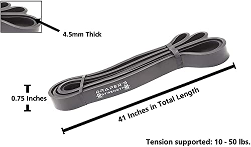 Draper's Strength Heavy Duty Resistance Stretch Loop Bands for Powerlifting Workout Exercise and Assisted Pull Ups - color: #03 Black
