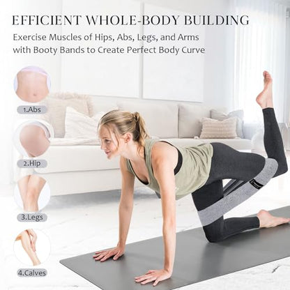 HIMESPORNER Wide Fabric Resistance Bands for Working Out 3 Level - color: Grey and Black
