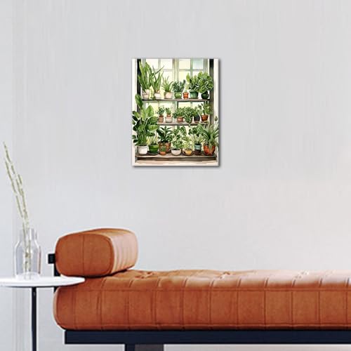 TUMOVO Green Plant Paint by Numbers Kit for Adults Beginner Potted Oil Painting Adult Paint by Number Kits on Canvas Botanic DIY Acrylic Painting Art Crafts for Gifts Home Wall 16"x20"(Frameless) - color: Green Plants
