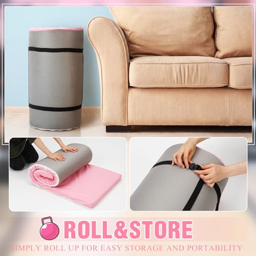 Lyrow 2 Inch Thick Yoga Mat 72x24 with Carry Strap Foam - color: Peach Pink