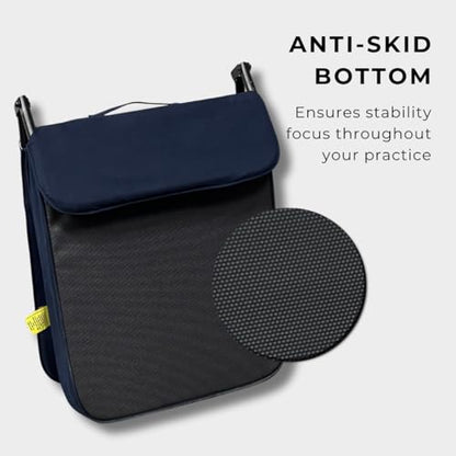 Friends Of Meditation 4-in-1 Folding Buddha Chair – Ergonomic Yoga Seat with Half-Moon Zafu, Detachable Lumbar Support & Carry Case – Navy Blue - color: Navy Blue