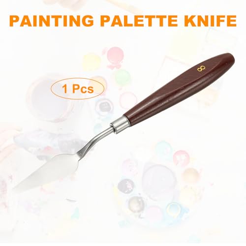 HARFINGTON Palette Knife Painting Tool 2.09 x 0.75 Stainless Steel Art Spatula Pallet Knives Scrapers Tools with Beech Wood Handle for Acrylic Oil Canvas Mixing Spreading, Red/Silver - size: 2.09" x 0.75"