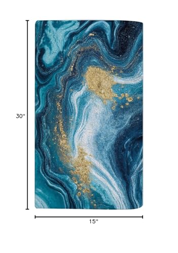 Ocean Art Marble Waves Gold Beach Towel Natural Swirls Ripples Agate Blue Face Towels Suit Travel Sports Pool Swimming Bath Camping Spa Gym Yoga,15x30 Inch - color: Ocean Art Marble Waves Gold