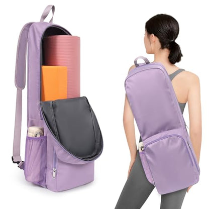Yoga Mat Bag Carrier with Mesh & Zipper Pockets - color: Purple