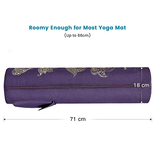Gonex Yoga Mat Bag, Full-Zip Mat Carrier | 600D Oxford Fabric, Wet Pocket, Front Zip Pocket, Adjustable Strap, Fits Mats up to 26" - color: Purple