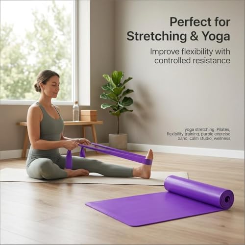 Resistance Band Portable Elastic Fitness Stretch Band for Yoga, Pilates, Home Strength Training and Athletic Tension Exercises - color: Purple