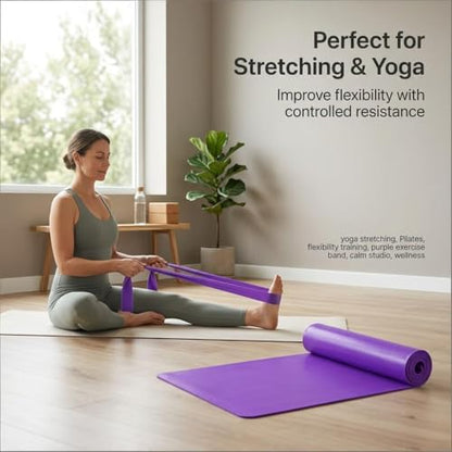 Resistance Band Portable Elastic Fitness Stretch Band for Yoga, Pilates, Home Strength Training and Athletic Tension Exercises - color: Purple