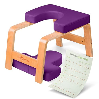 BODY RHYTHM Yoga Headstand Bench, Yoga Inversion Chair, Headstand Trainer for Relieve Stress, Improve Sleep & Digestion and Strength Training, Ideal for Home Workout, Fitness and Gym - color: Classic Purple