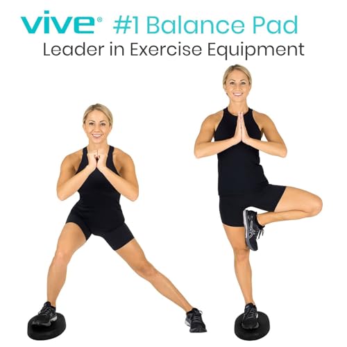 Vive Oval Balance Pad - Wobble Cushion For Physical Therapy And Rehabilitation Equipment - Soft Stability Trainer Foam For Workouts, Yoga, Core Strength And Pilates - Device For Women, Men And Kids - color: Black, size: 2 Pack