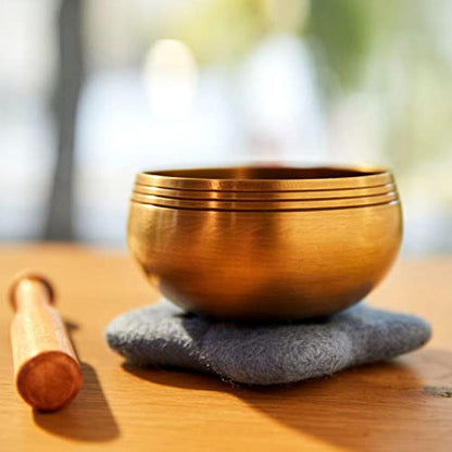 Ohm Store Pure Bronze Tibetan Singing Bowl Set — Children's Musical Percussion Instrument for Meditation and Mindfulness Practices — Little Ohmies Skye Character Pillow and Bronze Sound Bowl - style: Skye