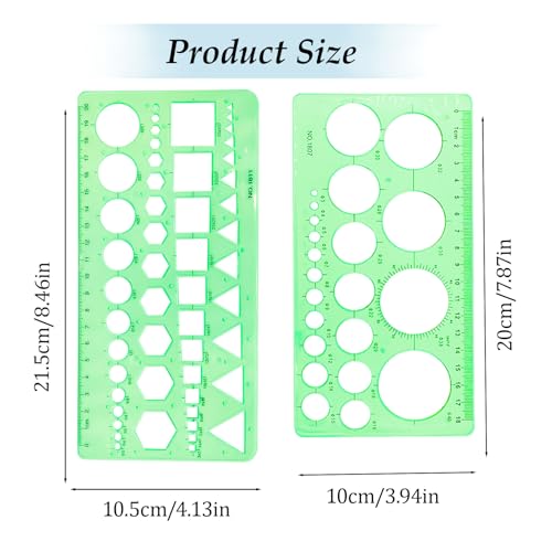 2-Pack Circle Template Geometry Rulers – Durable Drawing Stencils for Drafting, Design, and School Projects