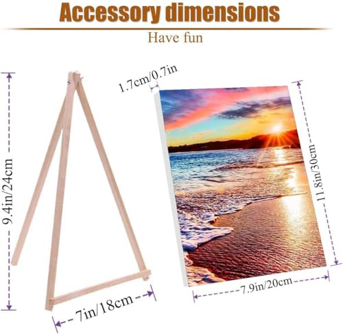 VIGEGU 4 Pack Paint by Numbers Kit for Adults Framed Canvas with Wooden | Easel,Adults' Paint-by-Number Kits Beach Sunset Leisure Chair DIY Acrylic Landscape Oil Painting Kits Arts Crafts 8x12inch - color: 4 Pack 20X30in-5, size: 8x12in with Framed - with