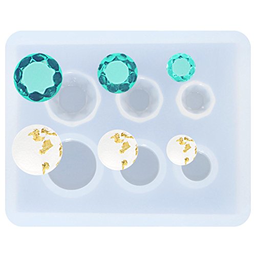 Mini Jewelry Cut Diamonds and Flat Round Resin Epoxy Silicone Mold - color: Clear