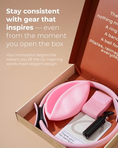 Pilates Kit | Pilates Equipment Set for Home Workouts | Accessories & Guide - color: Pink, style: Essential Kit - 3PC