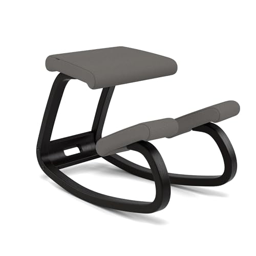 Varier Ergonomic Kneeling Chair, Rocking Knee Stool for Home Office Desk - color: Black/Grey
