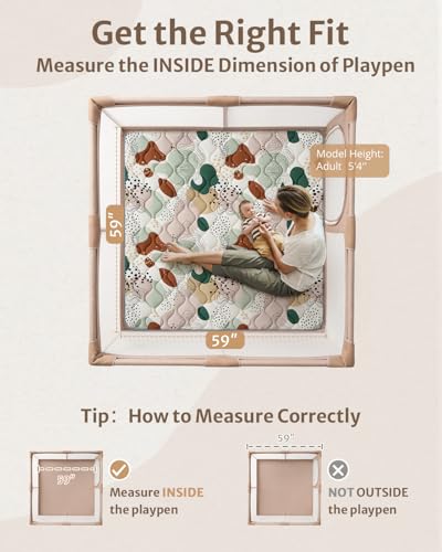 Blissful Diary Baby Play Mats for Floor, 59x59 Inch Thicker Foam Playmats for Babies and Toddlers, Soft Cushioning Baby Playpen Mat, Modern Abstract - color: Modern Abstract, size: 59" X 59"