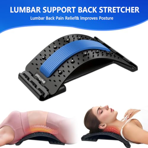 Back Stretcher - 4-Level Adjustable Lumbar Support Board & Back Cracker for Lower Back Pain Relief, Home Office Use (Blue) - color: Blue