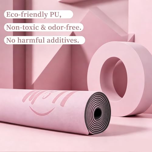 U&M Professional Non Slip PU Yoga Mat with Carrying Strap & Alignment Line, 72"x27" Extra Wide 0.2" Thick Exercise Mat for Home Gym | Sweatproof High Density | Anti-tear | Textured Surface | Natural Rubber Bottom Workout Mat for Women & Men Yoga Pilates F