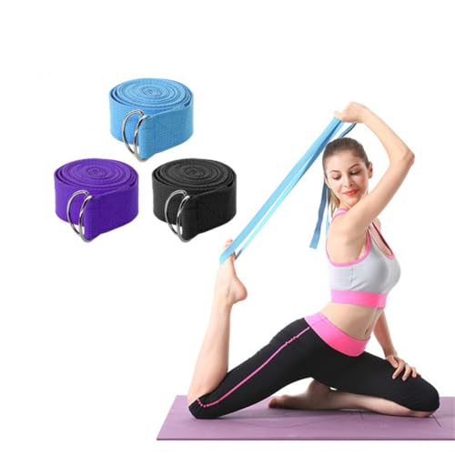 Yoga Strap Stretching Adjustable D-Ring Buckle Non-Elastic Yoga Belt for Pilates Gym Workouts Improve Flexibility - color: Black