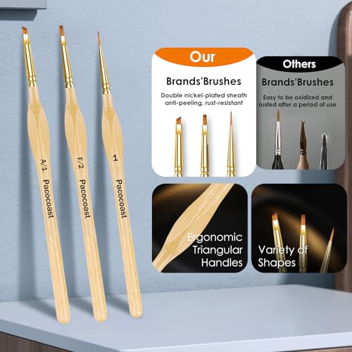 Detail Paint Brushes Set, 12PC Miniature Brushes for Fine Detailing & Art Painting, Small Tiny Paint Brush Perfect for Acrylic, Paint by Number, Figurine, Craft, Models (Wood) - color: Wood