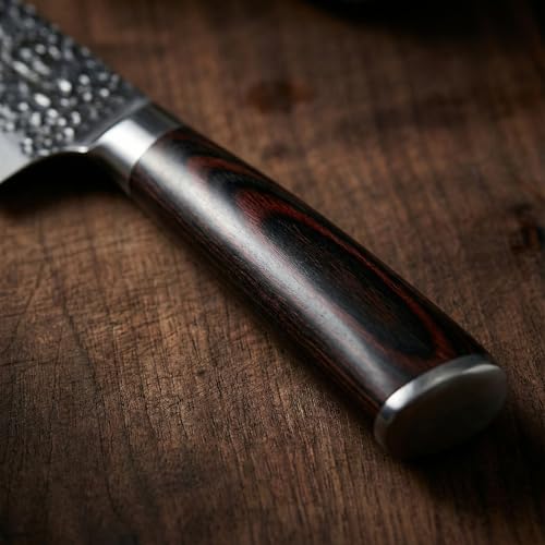 imarku Nakiri Knife 7 Inch, Japanese High Carbon Stainless Steel Chopper | Flat-edge blade creates clean, even vegetable and meat cuts, ergonomic handle supports daily chopping and meal preparation - color: Black with Espresso Brown