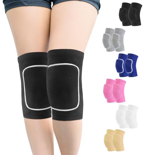 HISFFOG Volleyball Knee Pads for Women, Men, Youth, Girls, Kids, Knee brace for Volleyball Basketball Football Dance Yoga Tennis Running Cycling Workout Climbing Wrestling - color: BlackWhite, size: Medium