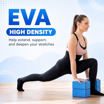 Wettarn 6 Pack Yoga Blocks 9 x 6 x 4 Inch EVA Foam, Lightweight | Non Slip, Yoga Props Accessories for Pilates, Stretching and Meditation - color: Blue