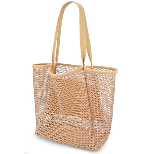 Iioscre Beach Bag for Women, Causal Hobo Handbags with Zipper Inner Pocket - color: Khaki-new