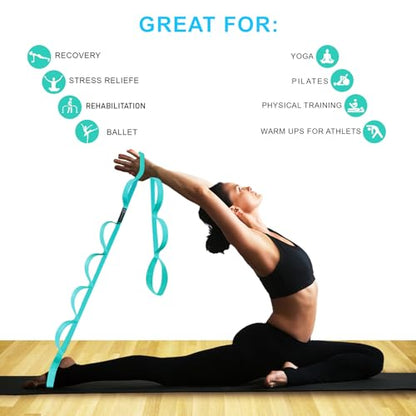 A AZURELIFE Premium Durable Stretch Straps with Loops, Stretching Strap for Physical Therapy, Multi-Loop Yoga Strap Fitness Exercise Strap for Yoga, Pilates, Dance, Flexibility&Exercise - color: #3-Green