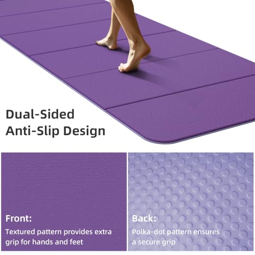 HAHE Extra Wide Folding Exercise Mat 75"x40"x0.4" TPE Fitness Mat - color: Deep Purple & Light Purple