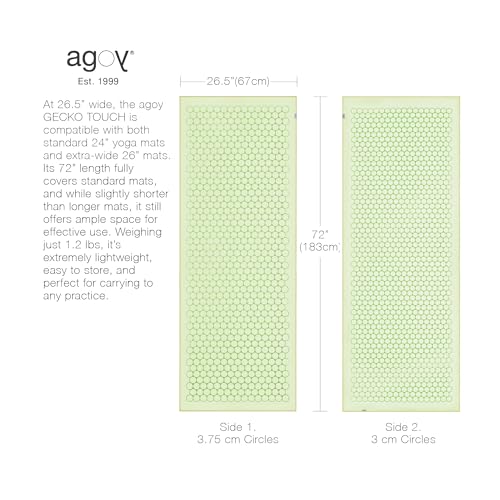 agoy Gecko Touch - 차세대 극세사 요가 타월 - 양면 실리콘 미끄럼 방지 그립 - 핫 요가에 이상적 - 흡수성이 뛰어나고 세척하기 쉽고 여행 친화적 - 30% 재활용 소재 - 웻 백 무료 - color: 말차 그린.