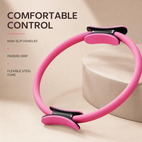 Pilates Ring and Ball Set, 6 Pcs Home Pilates Kit with 13” Circle Circle Yoga Ring 3 Resistance Bands 9.8” Pilates Ball Pilates Grip Socks, Pilates Essential Kit for Women Girl Home Workouts - size: 6 PCS