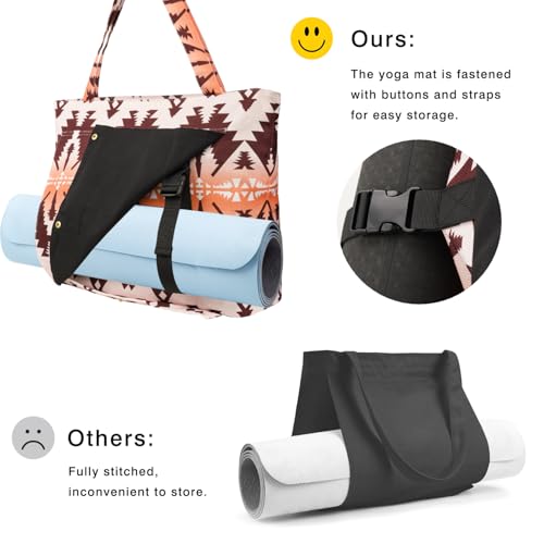 Yoga Mat Bag Yoga Bags and Carriers Fits All Your Stuff Yoga Tote Bag with Zipper Pocket Yoga Mat Carrier Pilates Bag Take in Out Mat Easily - color: Boho Camel
