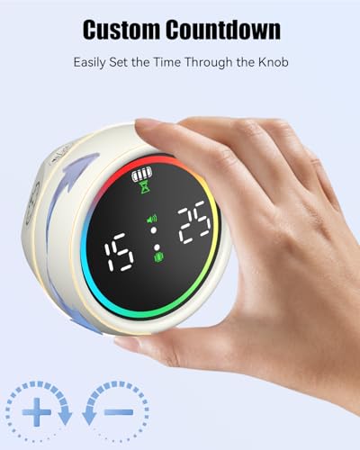Pomodoro Timer Cube, Desk Timer for Productivity with 1, 5, 10 Min Preset Countdown, Stopwatch and Custom Countdown, for Kids, ADHD, Study, Work, Fitness, Cooking (White)