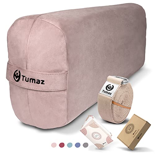 Tumaz Yoga Bolster Set, Rectangular Yoga Bolster with Washable Cover | Soft bolster for restorative yoga, meditation and stretching. Includes 8-ft strap, carry handle and washable cover - color: Avoberry