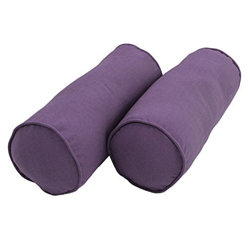 Blazing Needles Double-Corded Solid Twill Bolster Pillows with Inserts (Set of 2), 20" x 8", Grape - color: Grape