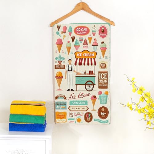 Ice Cream Sweet Food Bath Towel 15X30 Inch Washcloths Dessert Scoop Parlor Face/Body/Hair/Hand Towel for Spa Gym Yoga Swim Bathroom Kitchen Hotel - color: Ice Cream Sweet