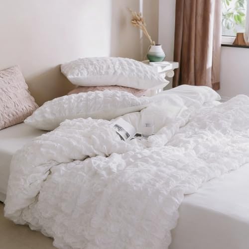 Weighted Blanket Cover, 60 x 80 Weighted Blanket Cover Seersucker, White Cover for Weighted Blanket, Washable,8 Ties, Duvet Cover only, Pillowcases not Included. - color: White Seersucker, size: 60*80