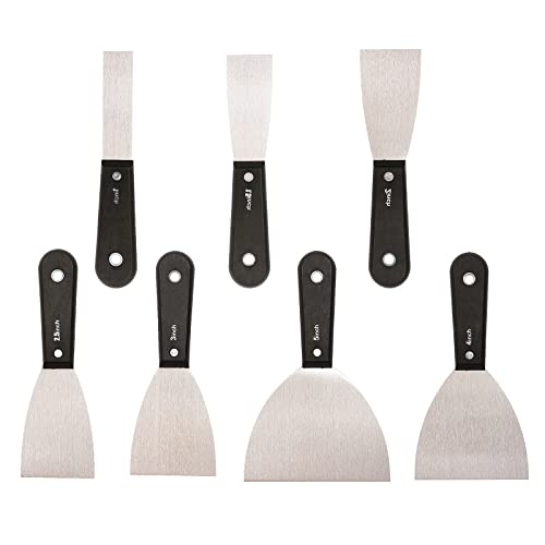 7 PCS Drywall Tools,Putty Knife Scraper Tool,Stainless Steel Paint Scraper Spackle Knife,Drywall Scraper Spackle Taping Knife for Spreading Mud, Taping,Repairing Wall.