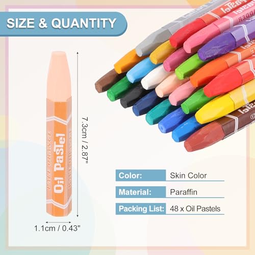 PATIKIL Skin Color Oil Pastels, 48Pcs Soft Oil Crayons Pastels Stick Vibrant and Creamy Art Supplies Bulk for Artists Beginners Art Painting Drawing Blending Graffiti Gallery - color: Skin Color
