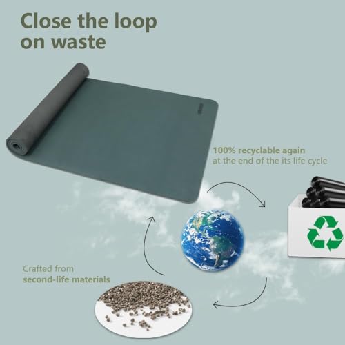 Wide Yoga Mat-80cm Extra Thick 1/3'' Fitness Exercise Mat Carry Strap - color: Dark Green