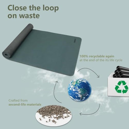Wide Yoga Mat-80cm Extra Thick 1/3'' Fitness Exercise Mat Carry Strap - color: Dark Green