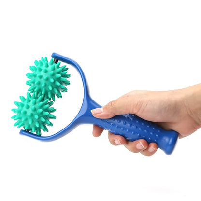 2PCS Handheld Spiky Massage Balls Rollers Compact and Portable Muscle Relaxation Tools with Handle-Deep Tissue for Pain Pressure Relief Whole Body Sensory Self Relax Massager Stick